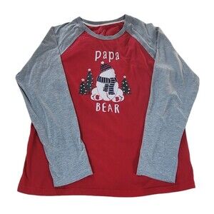 Cuddl Duds Holiday Papa Bear Pajama Top Men's Med. Christmas Winter Sleepwear